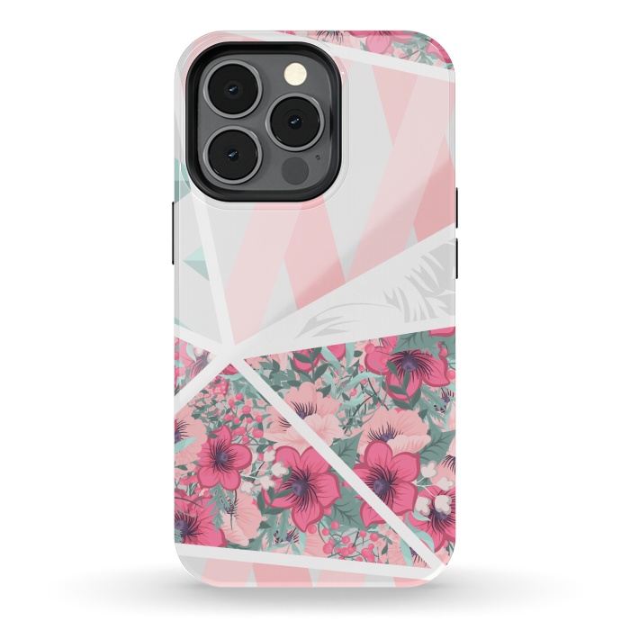 iPhone 13 pro StrongFit PINK PATCHWORK FLORAL by MALLIKA