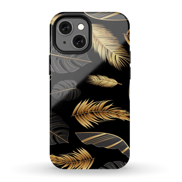 iPhone 13 mini StrongFit BLACK GOLDEN FEATHERS by MALLIKA