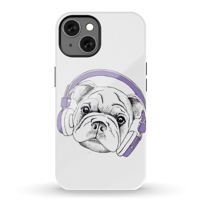 iPhone 13 StrongFit french bulldog listening music by haroulita