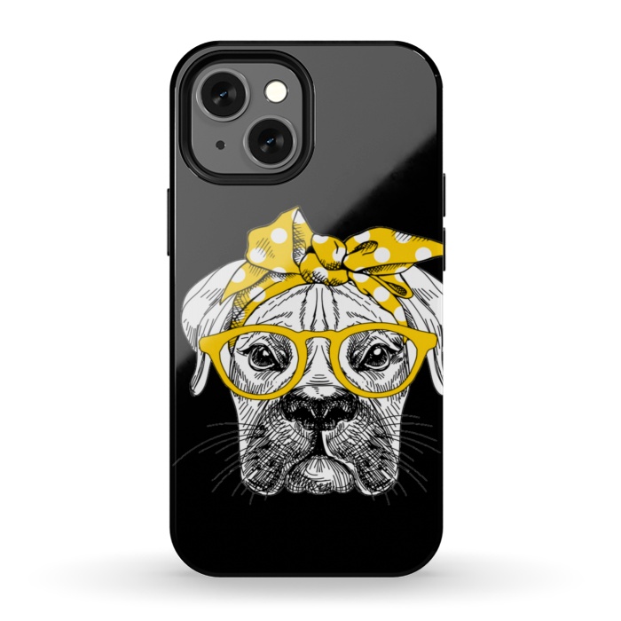 iPhone 13 mini StrongFit cute dog with glasses by haroulita