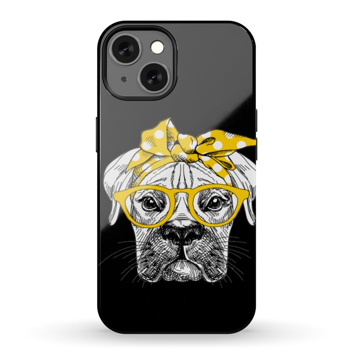 iPhone 13 StrongFit cute dog with glasses by haroulita