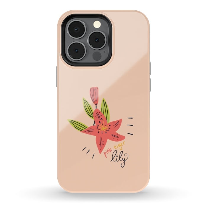 iPhone 13 pro StrongFit pink tiger lily flowers by Lovi Dianti