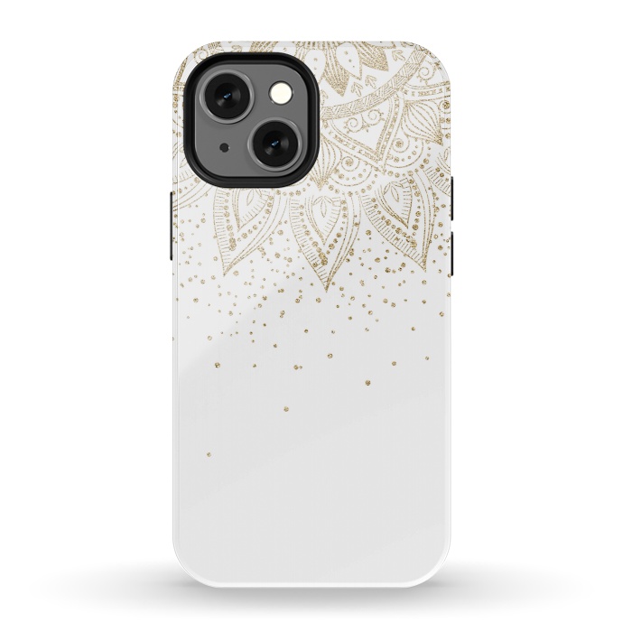 iPhone 13 mini StrongFit Elegant Gold Mandala Confetti Design by InovArts