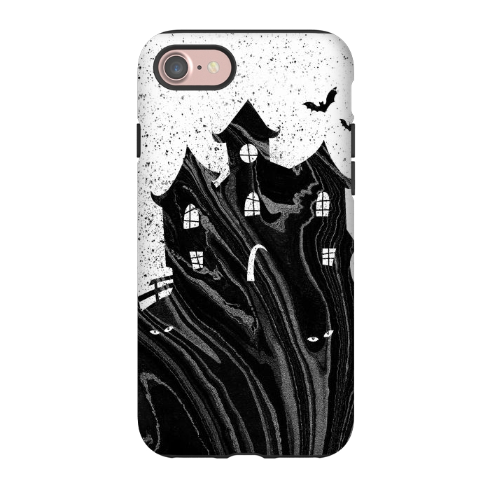iPhone 7 StrongFit Halloween haunted house - black and white splatter and brushstrokes by Oana 