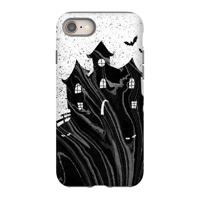 iPhone SE StrongFit Halloween haunted house - black and white splatter and brushstrokes by Oana 