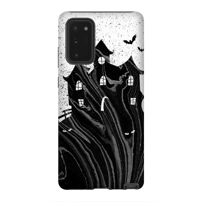 Galaxy Note 20 StrongFit Halloween haunted house - black and white splatter and brushstrokes by Oana 
