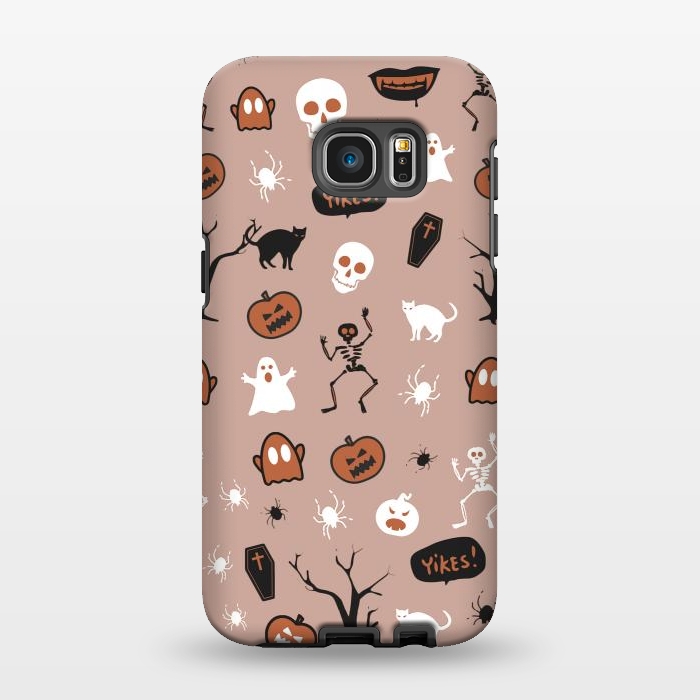 Galaxy S7 EDGE StrongFit Halloween monsters pattern - skeletons, pumpkins, ghosts, cats, spiders by Oana 