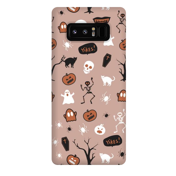 Galaxy Note 8 StrongFit Halloween monsters pattern - skeletons, pumpkins, ghosts, cats, spiders by Oana 
