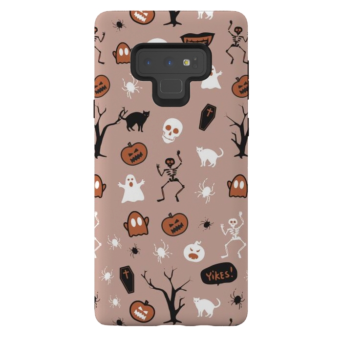 Galaxy Note 9 StrongFit Halloween monsters pattern - skeletons, pumpkins, ghosts, cats, spiders by Oana 
