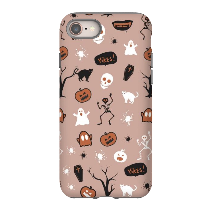 iPhone SE StrongFit Halloween monsters pattern - skeletons, pumpkins, ghosts, cats, spiders by Oana 