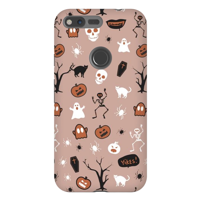Pixel XL StrongFit Halloween monsters pattern - skeletons, pumpkins, ghosts, cats, spiders by Oana 
