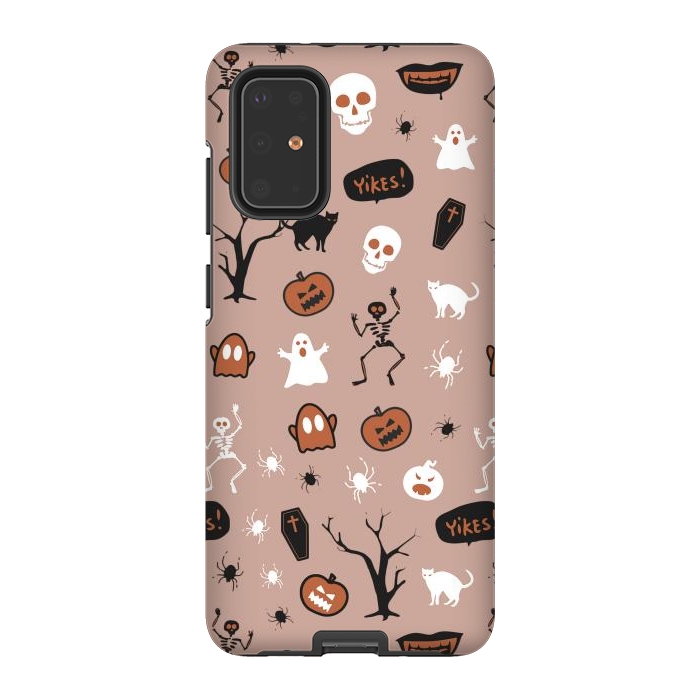 Galaxy S20 Plus StrongFit Halloween monsters pattern - skeletons, pumpkins, ghosts, cats, spiders by Oana 