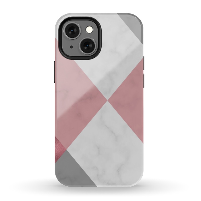 iPhone 13 mini StrongFit Gray and Rose Marble Geometric design by ArtsCase