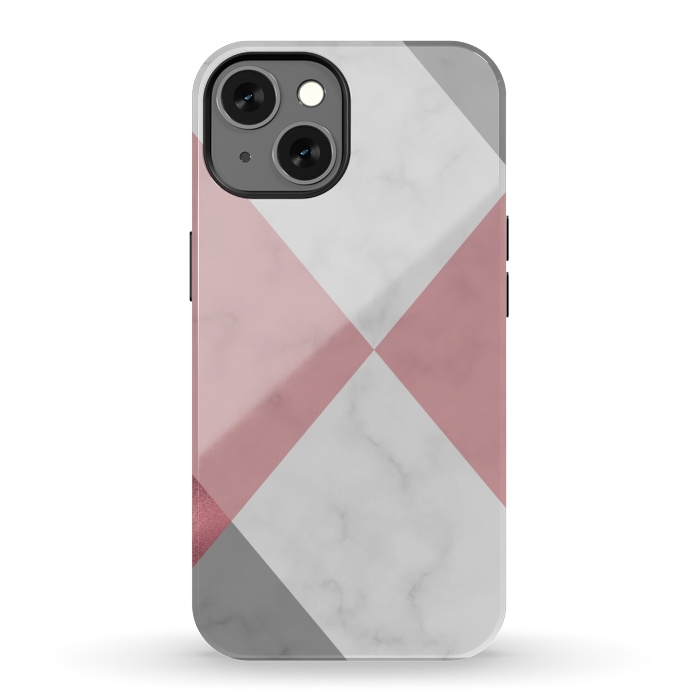 iPhone 13 StrongFit Gray and Rose Marble Geometric design by ArtsCase