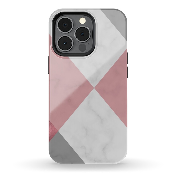 iPhone 13 pro StrongFit Gray and Rose Marble Geometric design by ArtsCase