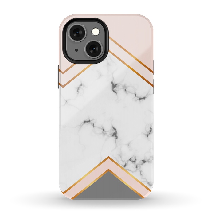 iPhone 13 mini StrongFit Marble with geomtric figures and gold lines by ArtsCase