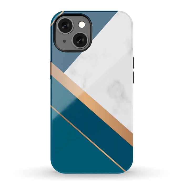 iPhone 13 StrongFit Marble gold triangles on the marble design by ArtsCase