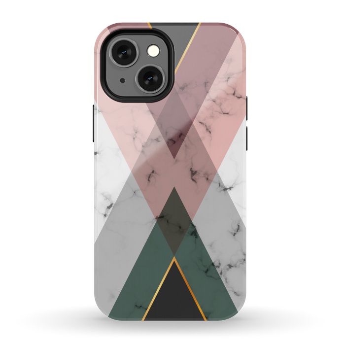 iPhone 13 mini StrongFit New Marble design with triangular figure and gold lines by ArtsCase