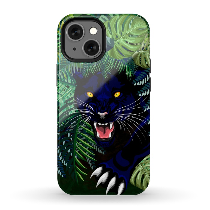 iPhone 13 mini StrongFit Black Panther Spirit coming out from the Jungle by BluedarkArt