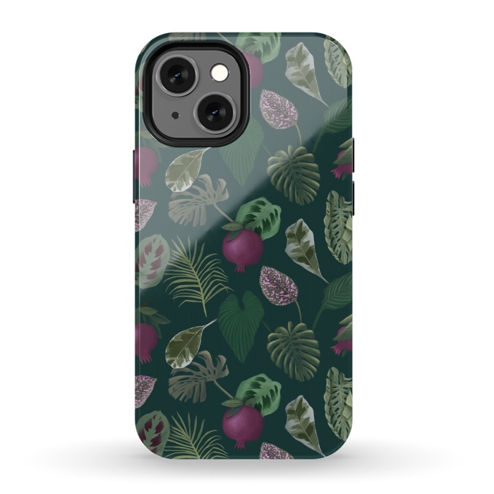 iPhone 13 mini StrongFit Pomegranates & Palm Leaves by Tishya Oedit