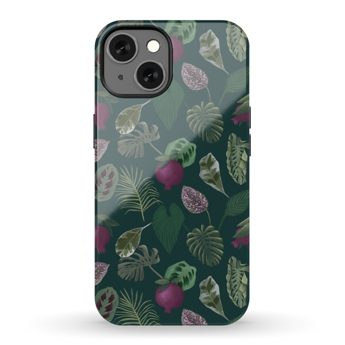 iPhone 13 StrongFit Pomegranates & Palm Leaves by Tishya Oedit
