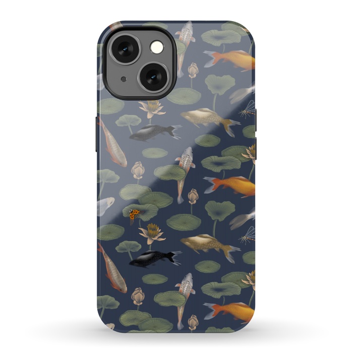 iPhone 13 StrongFit Water Lilies & Koi Fish by Tishya Oedit