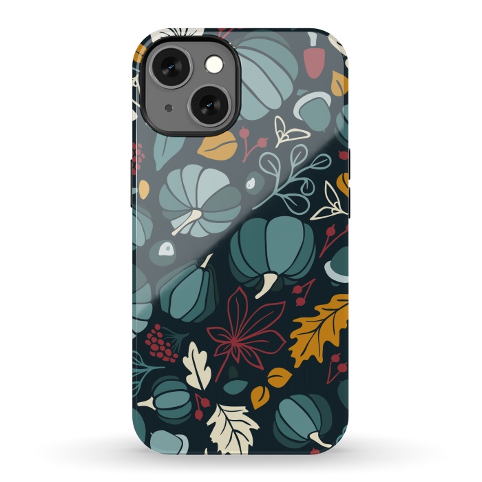 iPhone 13 StrongFit Fall Fruits in Navy and Red by Paula Ohreen