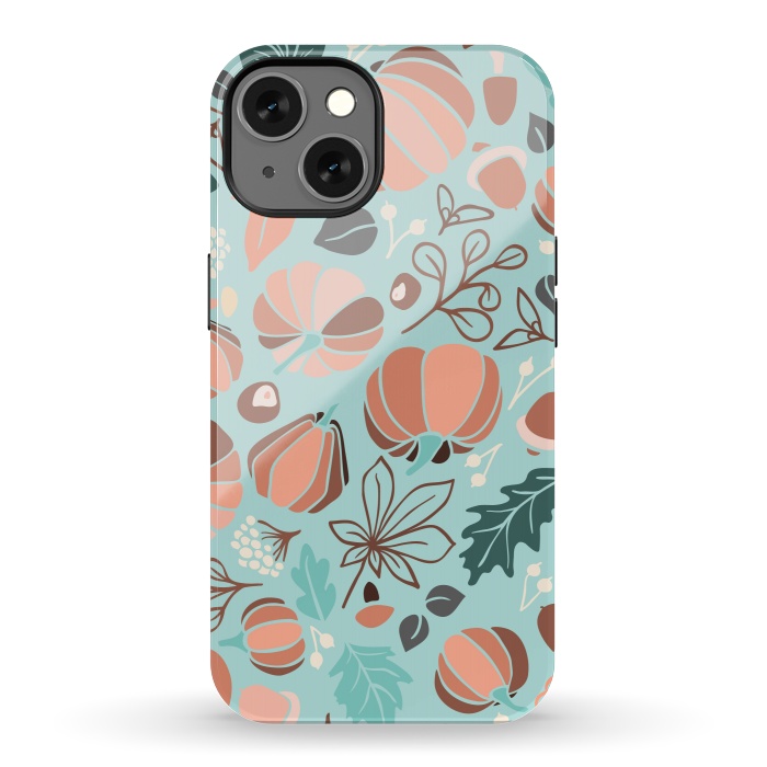 iPhone 13 StrongFit Fall Fruits in Mint and Orange by Paula Ohreen