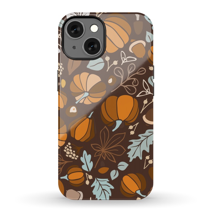iPhone 13 StrongFit Fall Fruits in Brown and Mustard by Paula Ohreen