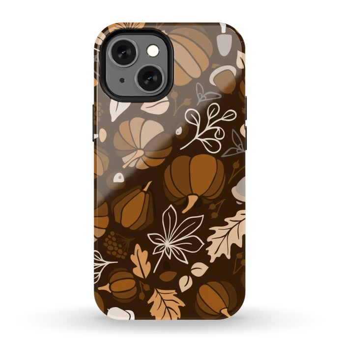 iPhone 13 mini StrongFit Fall Fruits in Brown and Beige by Paula Ohreen