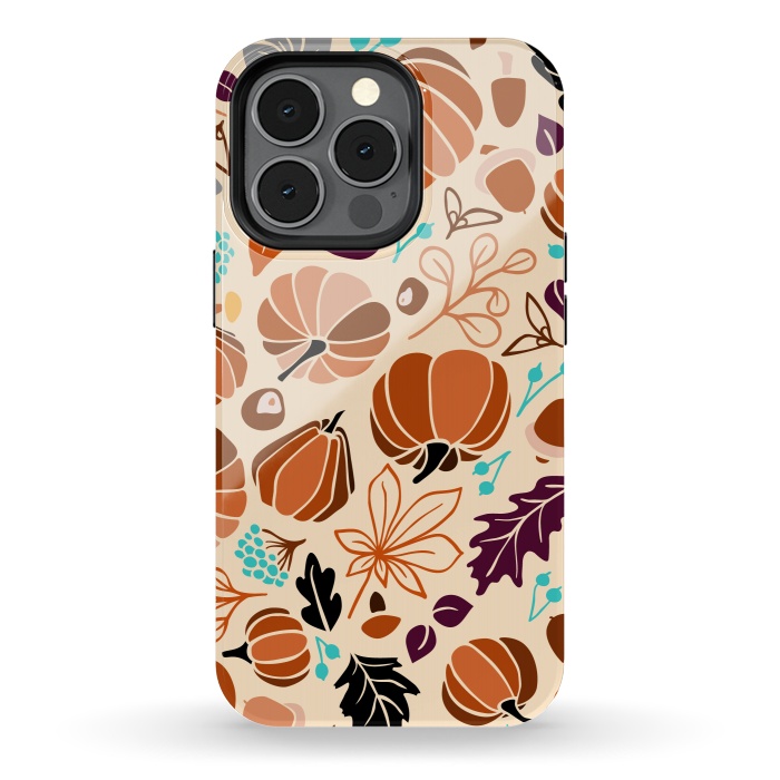 iPhone 13 pro StrongFit Fall Fruits in Cream and Orange by Paula Ohreen