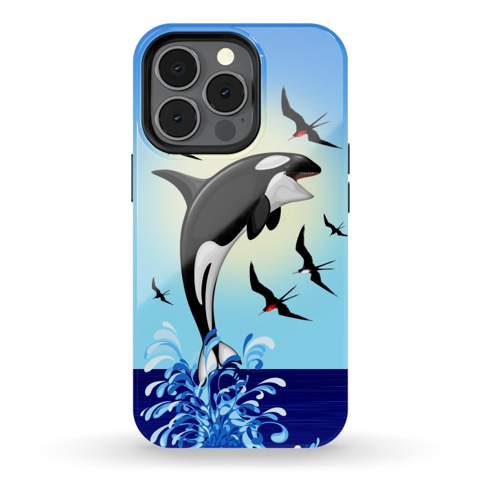 iPhone 13 pro StrongFit Orca Killer Whale jumping out of Ocean by BluedarkArt