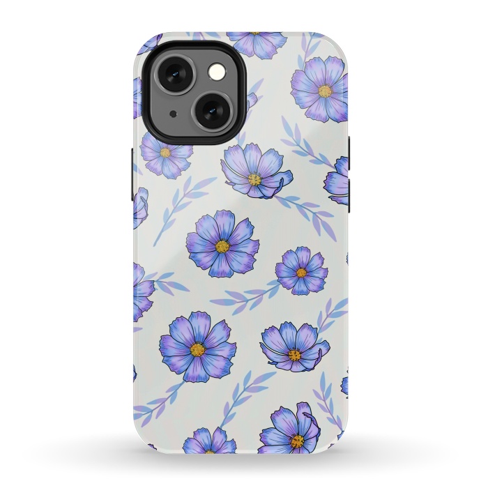iPhone 13 mini StrongFit Purple blue flowers by Jms