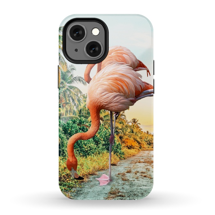 iPhone 13 mini StrongFit Flamingo Vacay by Uma Prabhakar Gokhale