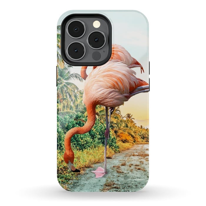 iPhone 13 pro StrongFit Flamingo Vacay by Uma Prabhakar Gokhale