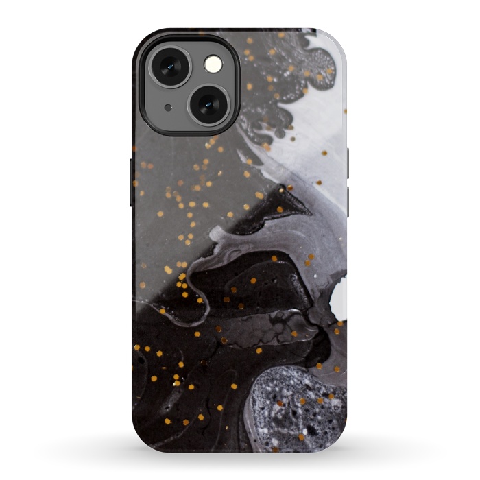 iPhone 13 StrongFit glitter marble black white by haroulita