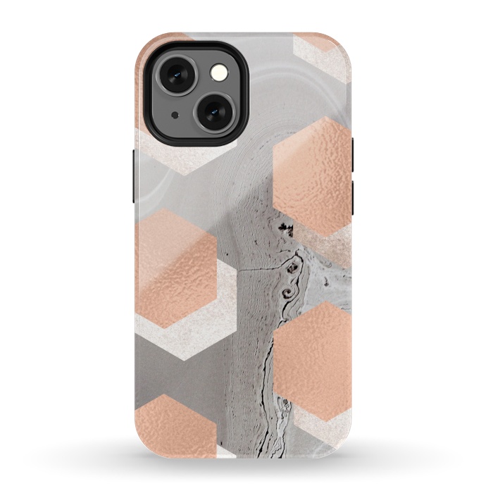 iPhone 13 mini StrongFit rose gold marble by haroulita