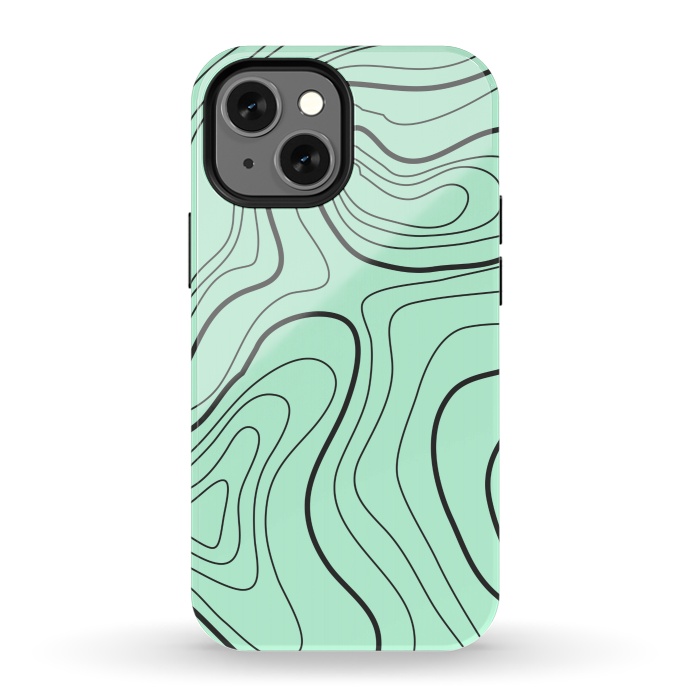 iPhone 13 mini StrongFit green abstract lines 2 by MALLIKA