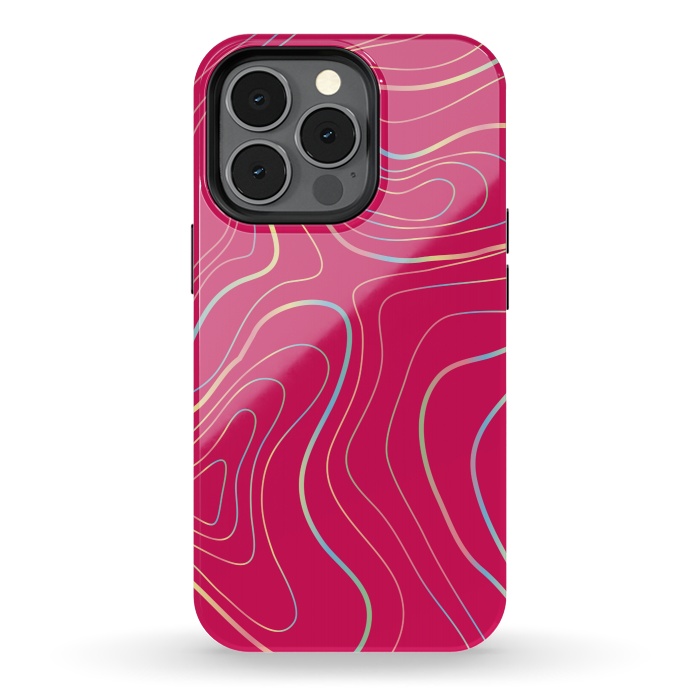 iPhone 13 pro StrongFit pink golden lines by MALLIKA