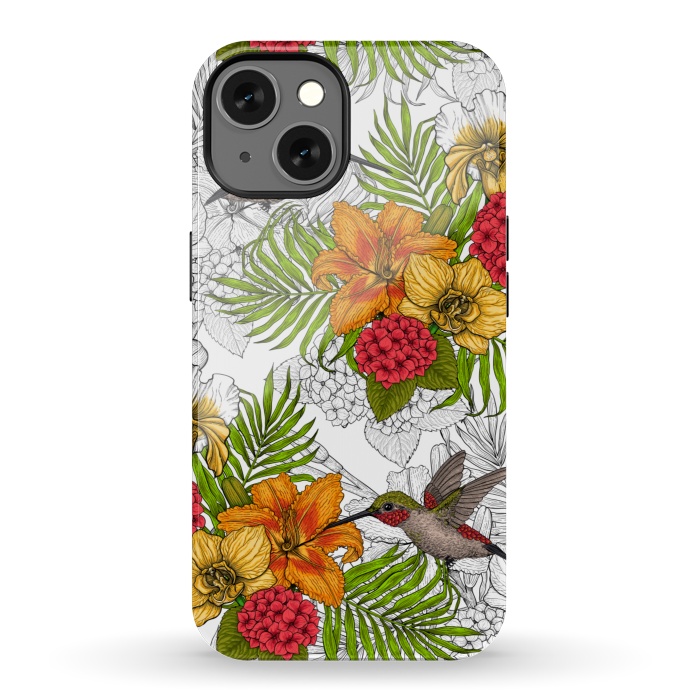iPhone 13 StrongFit Hummingbirds and tropical bouquet by Katerina Kirilova