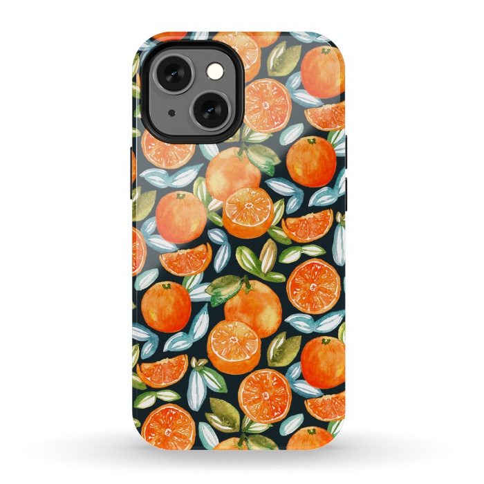 iPhone 13 mini StrongFit Oranges On Navy  by Tigatiga