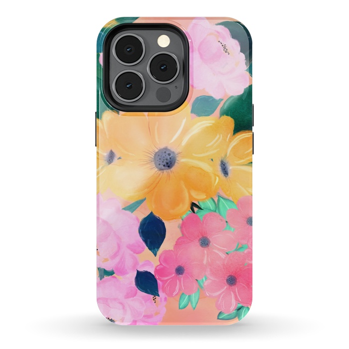 iPhone 13 pro StrongFit Cute Colorful Romantic Watercolor Flowers  by InovArts