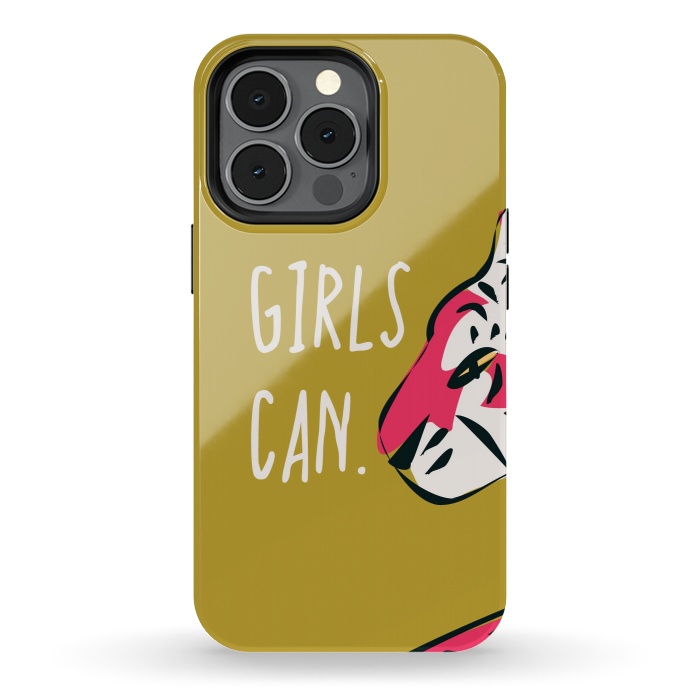 iPhone 13 pro StrongFit Girls can, mustard by Jelena Obradovic