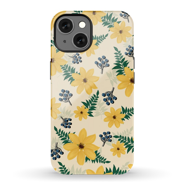 iPhone 13 StrongFit Yellow flowers pattern by Jms