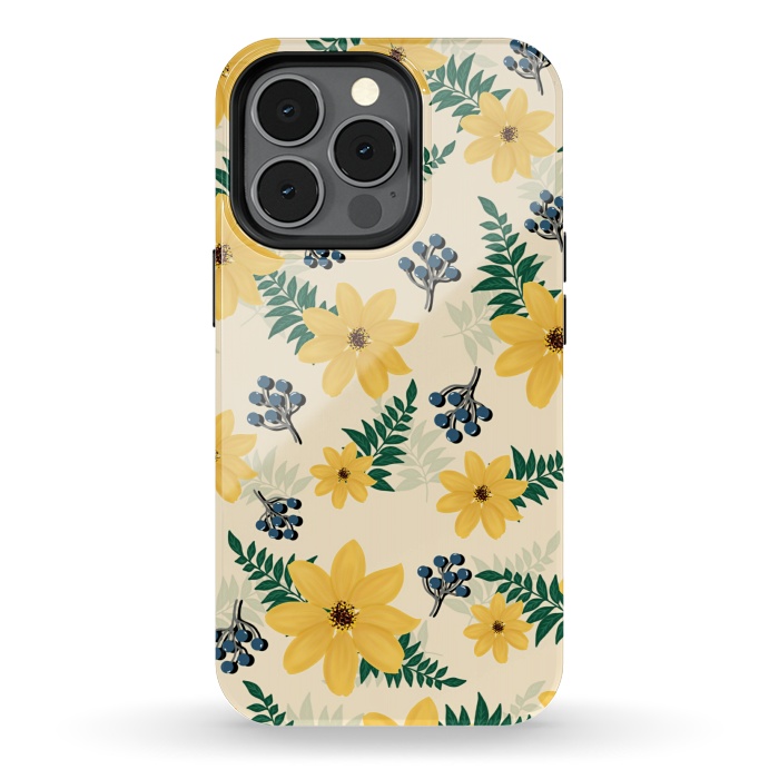 iPhone 13 pro StrongFit Yellow flowers pattern by Jms