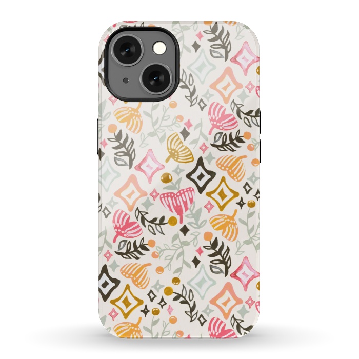 iPhone 13 StrongFit Autumn Abstract Ginkgo & Berry Pattern  by Tigatiga