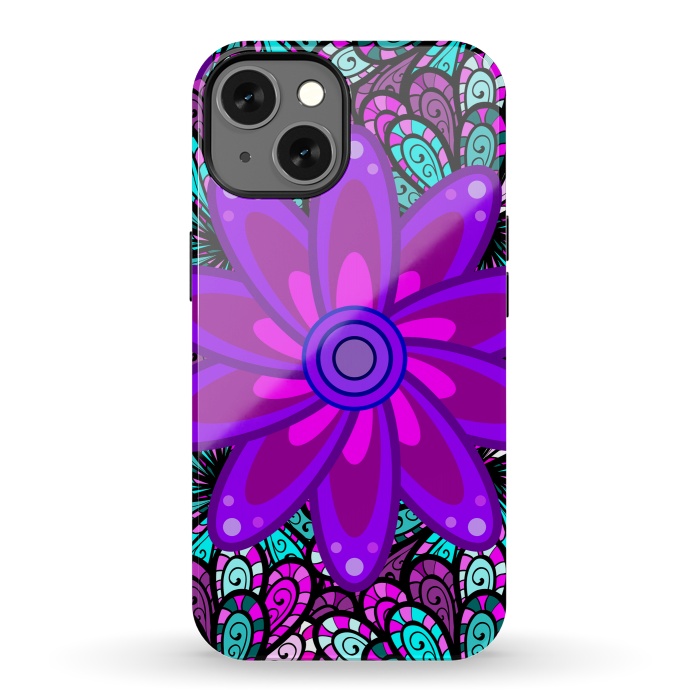iPhone 13 StrongFit Mandala in Purple and Aquamarine by ArtsCase