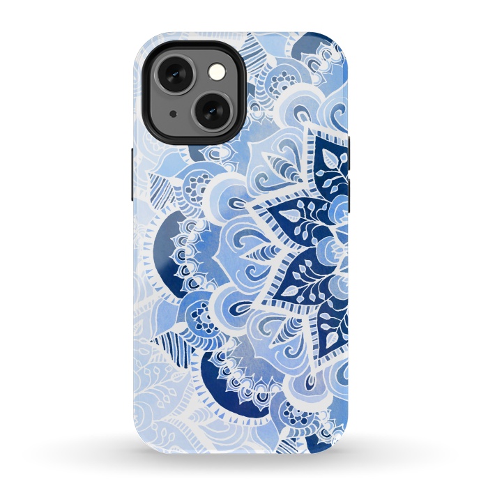 iPhone 13 mini StrongFit Blue Lace Mandala by Tangerine-Tane