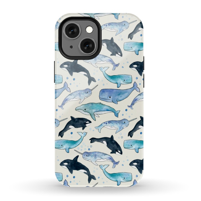 iPhone 13 mini StrongFit Whales, Orcas & Narwhals by Tangerine-Tane