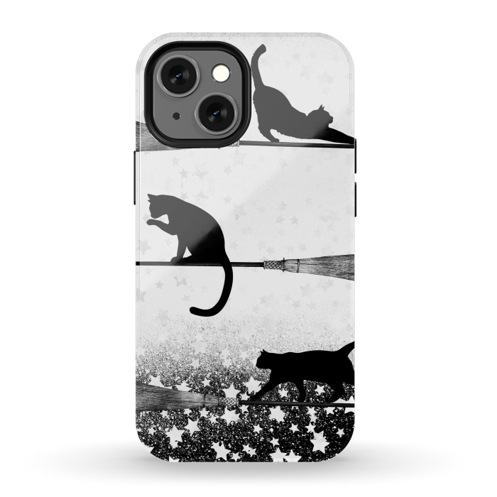 iPhone 13 mini StrongFit black cats flying on witch brooms by Oana 